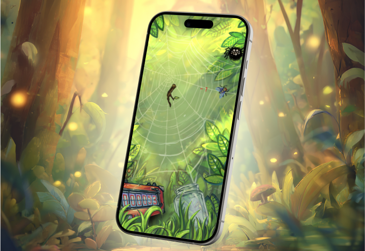 A game about a cute little spider Jump Eat Live